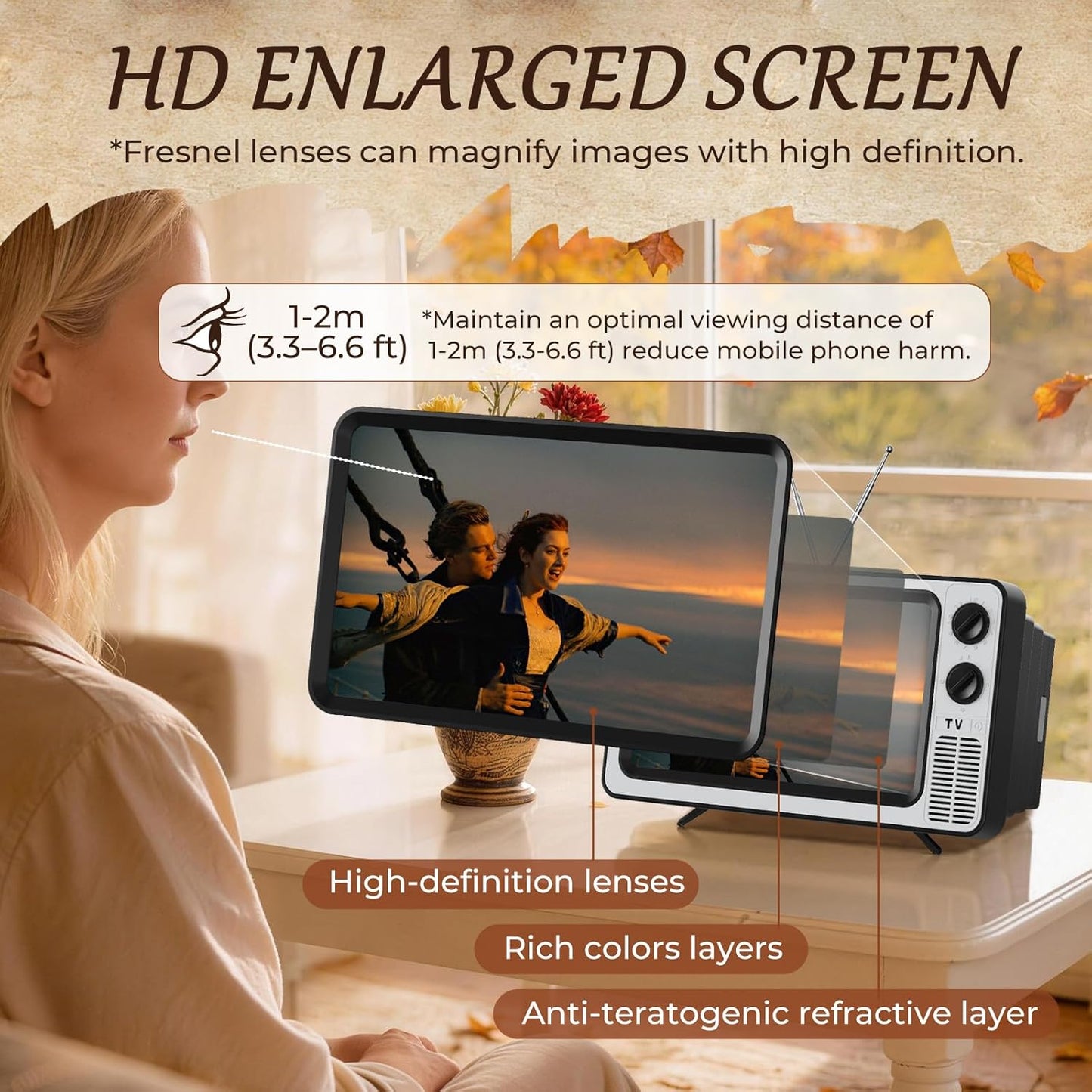 12" Screen Magnifier for Cell Phone, 3D HD Phone Screen Magnifier
