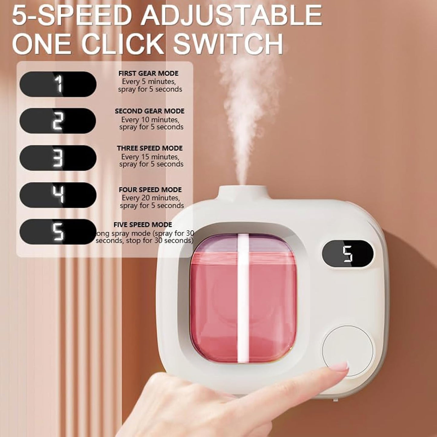 Waterless Essential Oil Diffuser Portable Cordless Aromatherapy Scent Machine with 5 Mist Modes