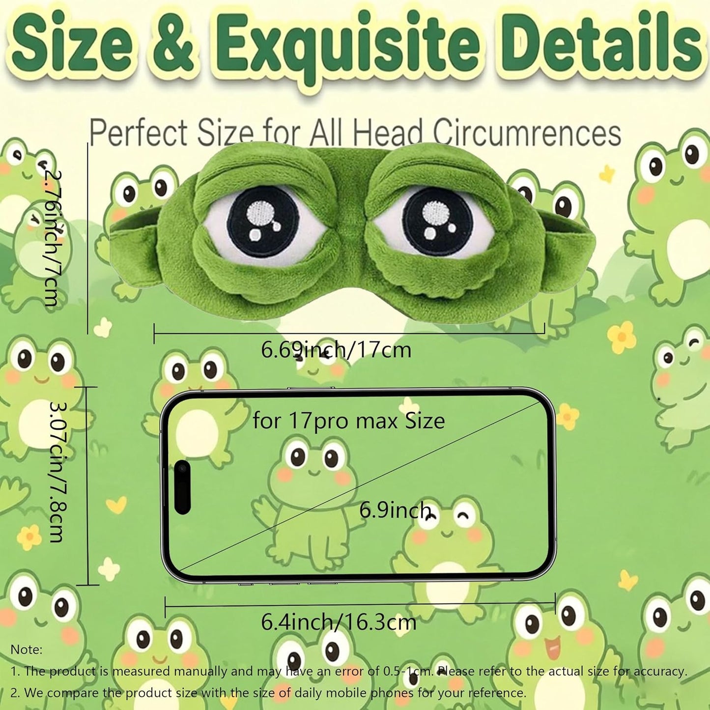 2PCS Cute Sad Frog Blindfold Eye Mask Plush Blindfold Travel Sleep Masks