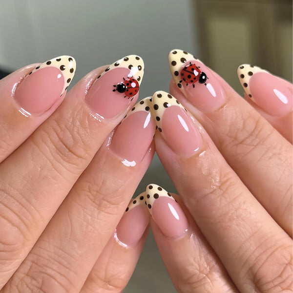 Yellow French Tip Press on Nails Medium Almond Fake Nails