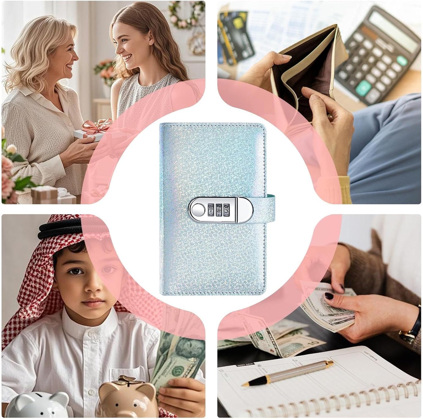 Leather Cash Storage Book for Up to 100 Bills
