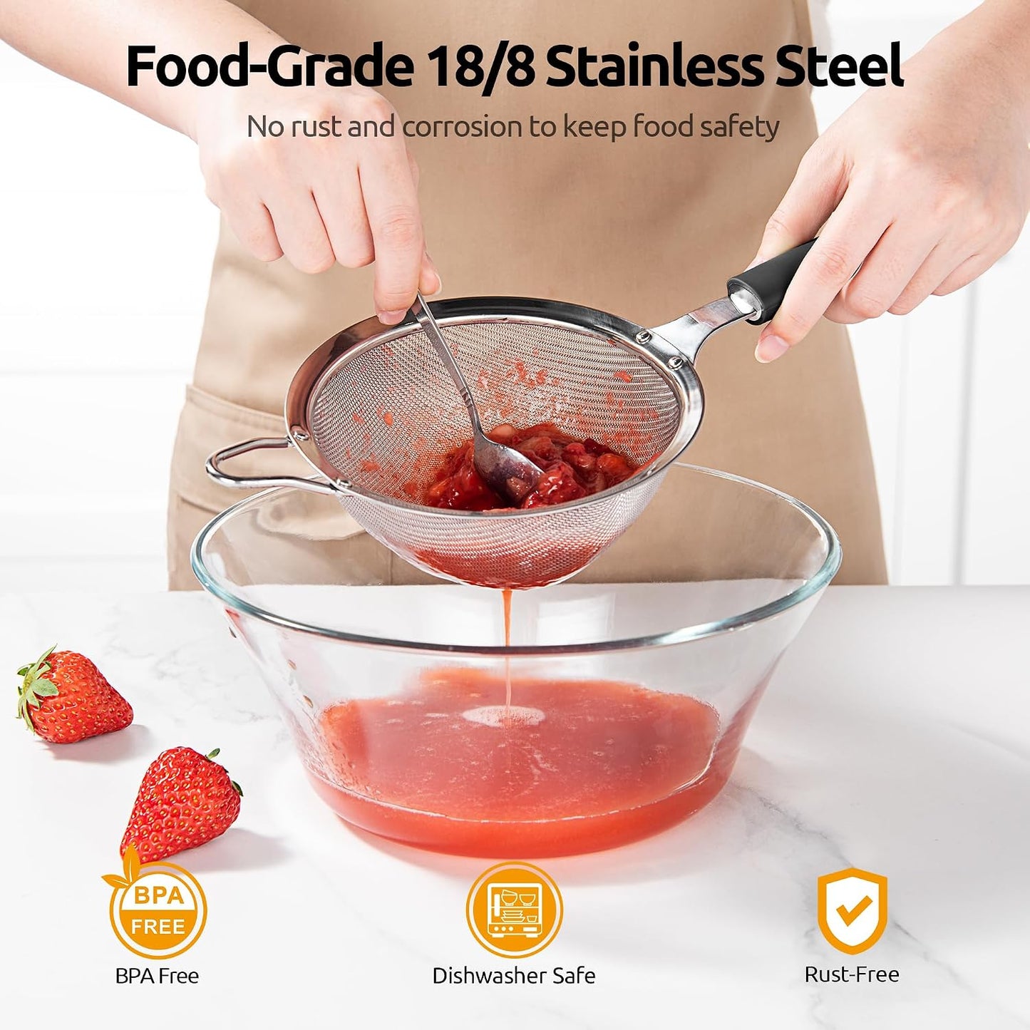 Fine Mesh Strainer - 3.4 Inch Round Sieve - Tea Strainers Soft-boiled Egg Magic Tool
