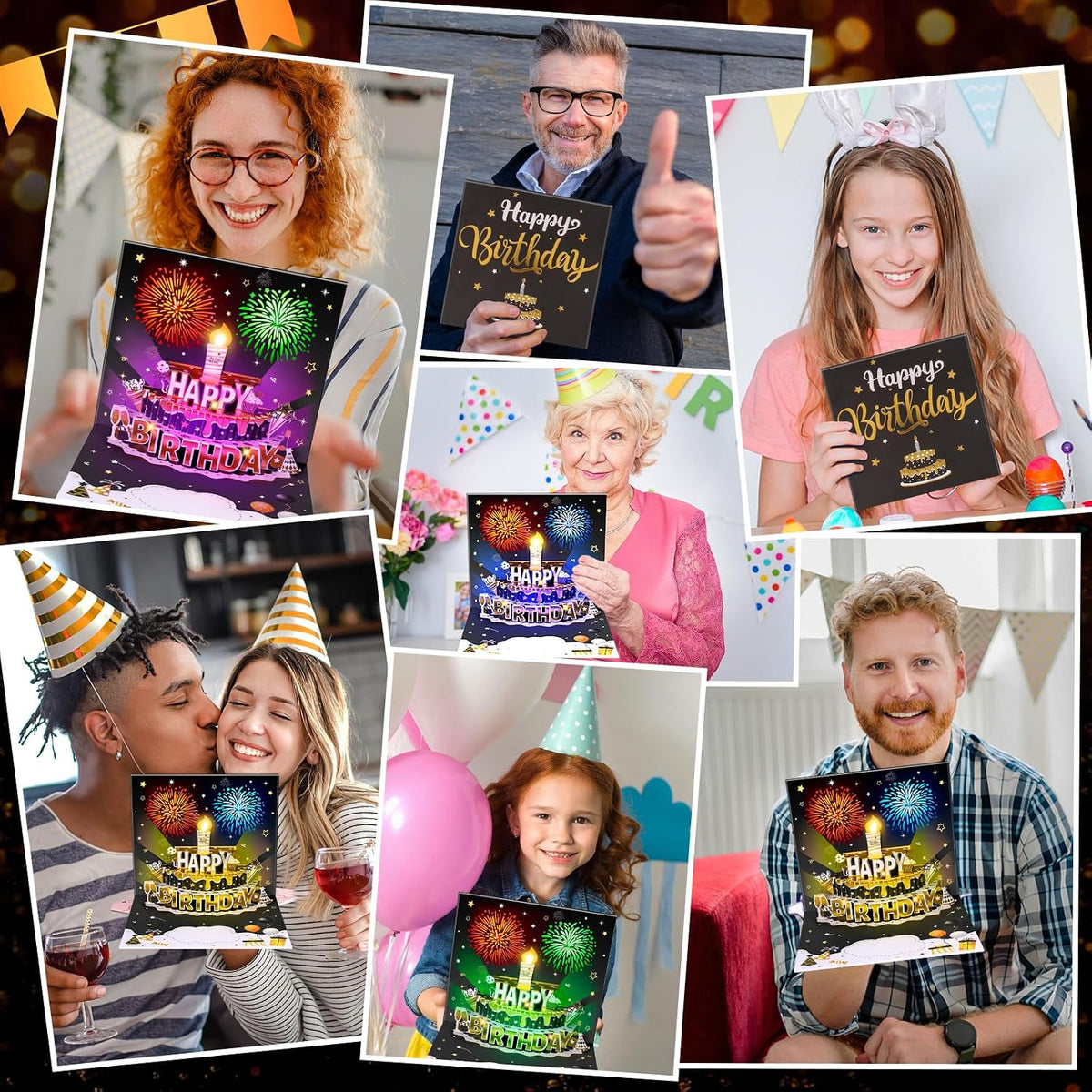 UPGRADED DIY Age Birthday Cards Fireworks Pop Up Cake Light and Music Happy Birthday Card Gift