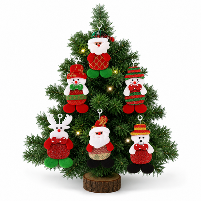 Christmas Tree Plush Ornaments Santa Snowman Bear Decorations Xmas Tree