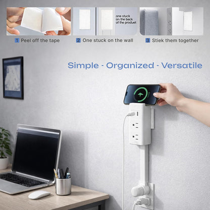 Outlet Extender Stick, Power Strip with 6 Outlets & 2 USB Ports