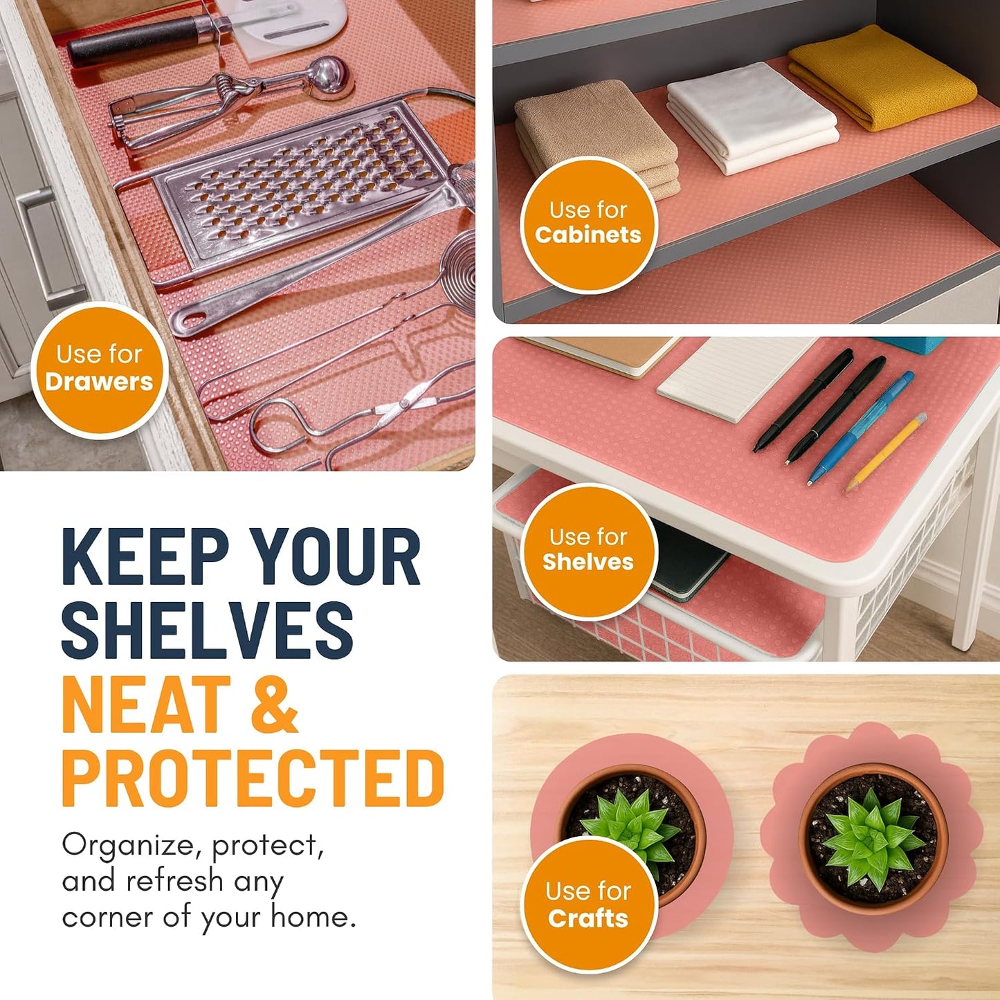 4Pcs Refrigerator Liners for Shelves Non-Adhesive Shelf or Drawer Liner