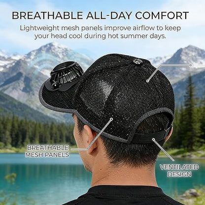 Solar Fan Hat for Women Men,USB Rechargeable Cooling Baseball Cap,Lightweight Balanced Sun Hat
