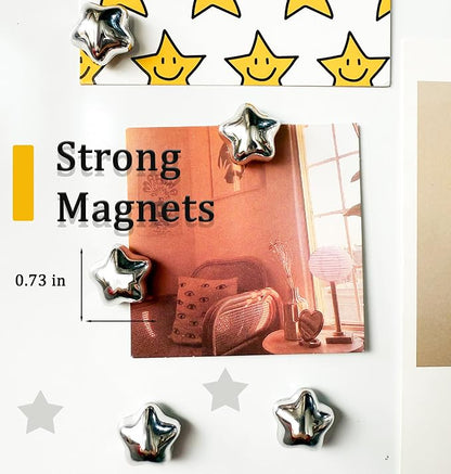 10 Pcs Silver Star-Shaped Decorative Fridge Magnets