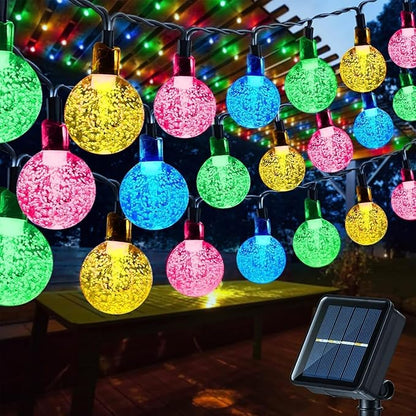 Solar String Lights Outdoor, 16.4ft 20 LED Warm White Globe String Lights with 8 Modes