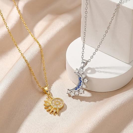 Sun and Moon Necklace for Best Friends Matching Set  Friendship Gift for Women