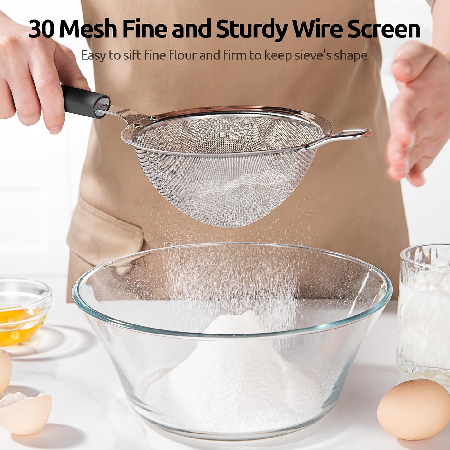 Fine Mesh Strainer - 3.4 Inch Round Sieve - Tea Strainers Soft-boiled Egg Magic Tool