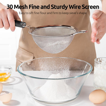 Fine Mesh Strainer - 3.4 Inch Round Sieve - Tea Strainers Soft-boiled Egg Magic Tool