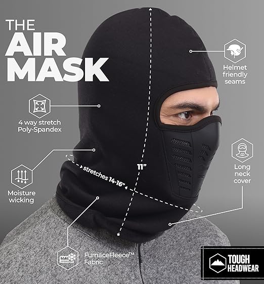 Balaclava Cycling Mask, Fleece Thermal Face Mask — Helmet-Compatible Ski Accessory