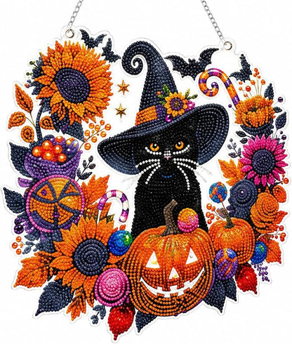 Halloween Witch Friendship Diamond Art Window Suncatcher - Halloween Pearl Art Kit