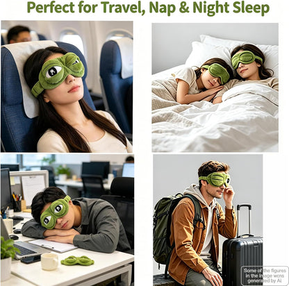 2PCS Cute Sad Frog Blindfold Eye Mask Plush Blindfold Travel Sleep Masks