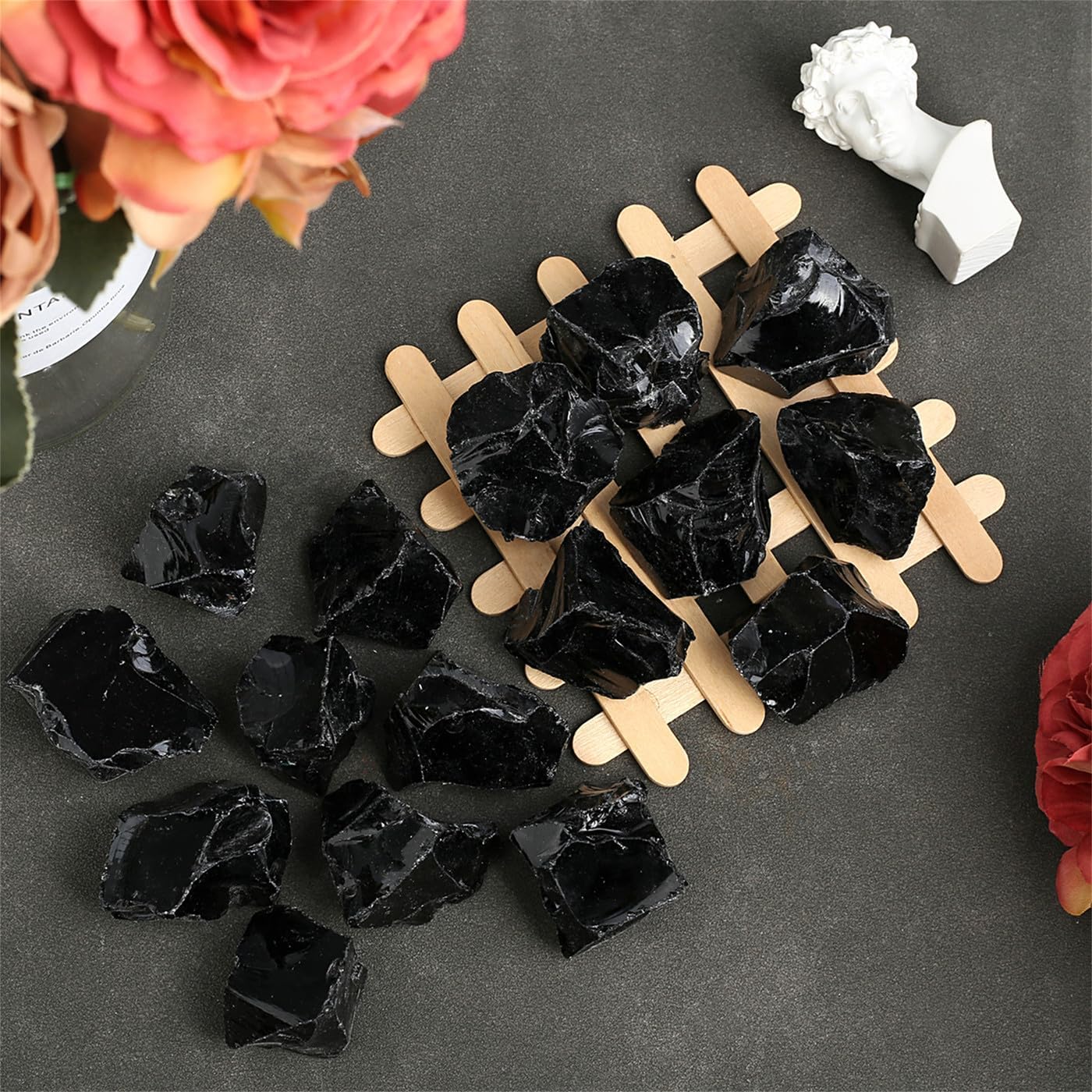 2PCS Obsidian Natural Healing Crystals Raw Rough Stones