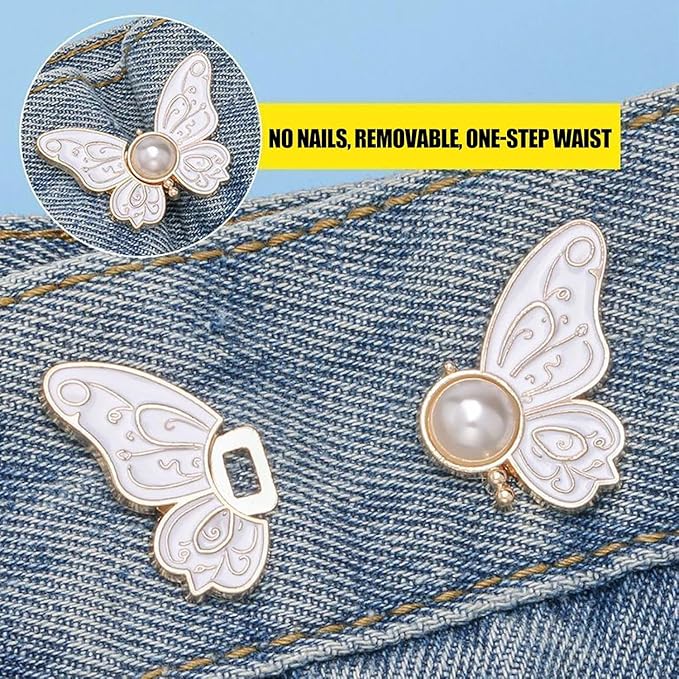 8 PCS Pant Waist Tightener, Butterfly Buttons Pins for Loose Jeans