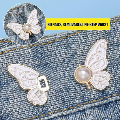8 PCS Pant Waist Tightener, Butterfly Buttons Pins for Loose Jeans