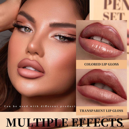 12 Colors Matte Lip Liner Set, Leopard Print Waterproof Long Lasting Lip Pencils