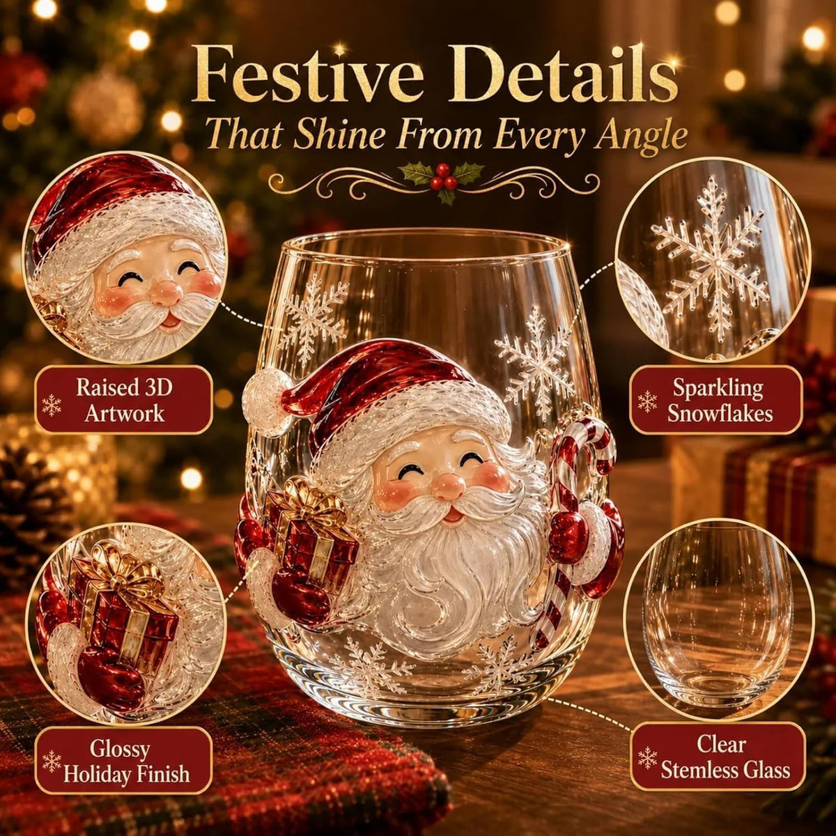 Magical Christmas 3D Santa Glass Cup Collection