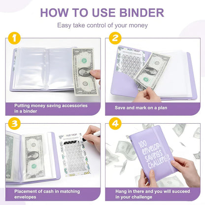 100 Days Money Saving Challenge Coin Envelope Budget Book, Good Habit of Saving Money