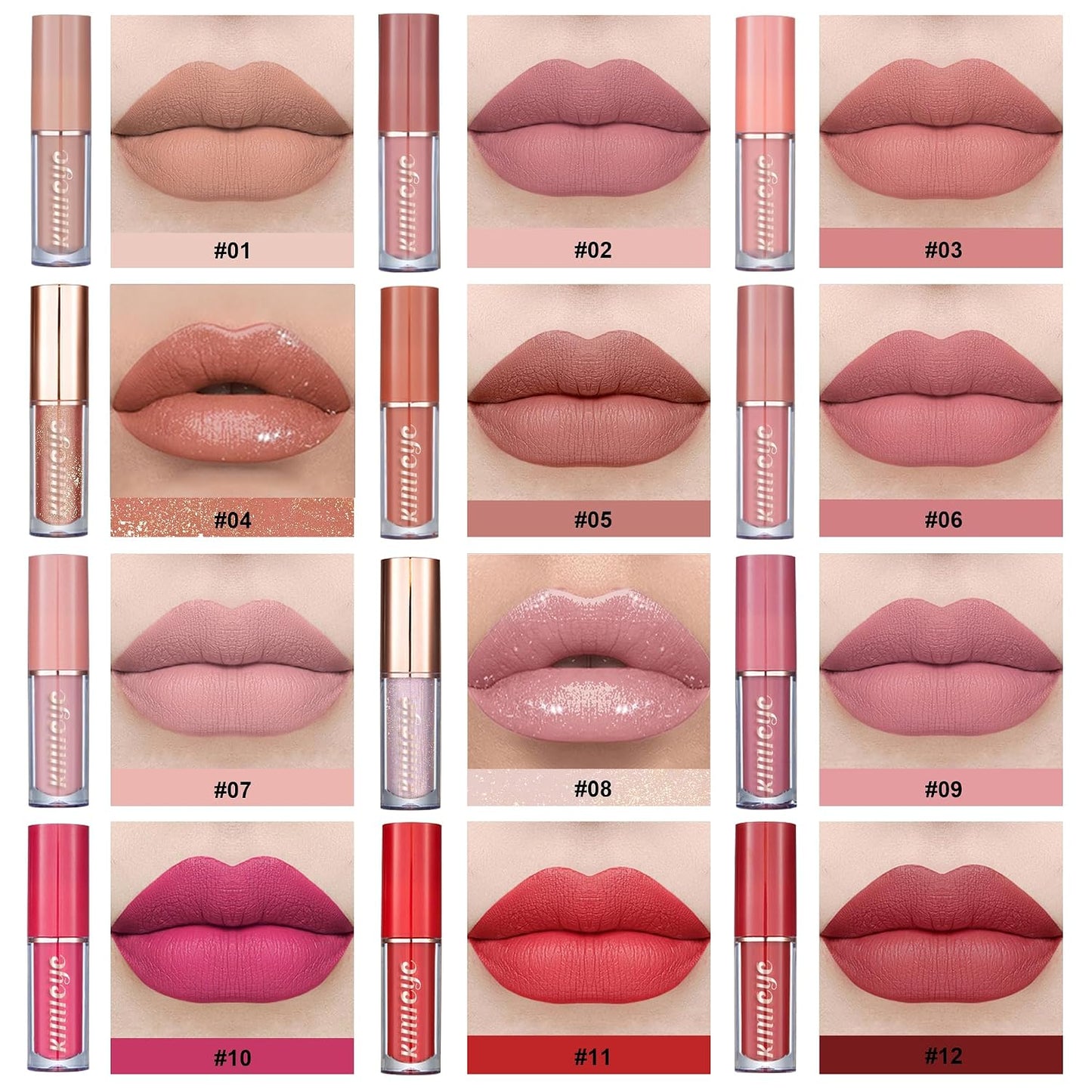 12Pcs Velvet Matte Liquid Lipstick Set, Non-Stick Cup Nude Lip Stain Kit