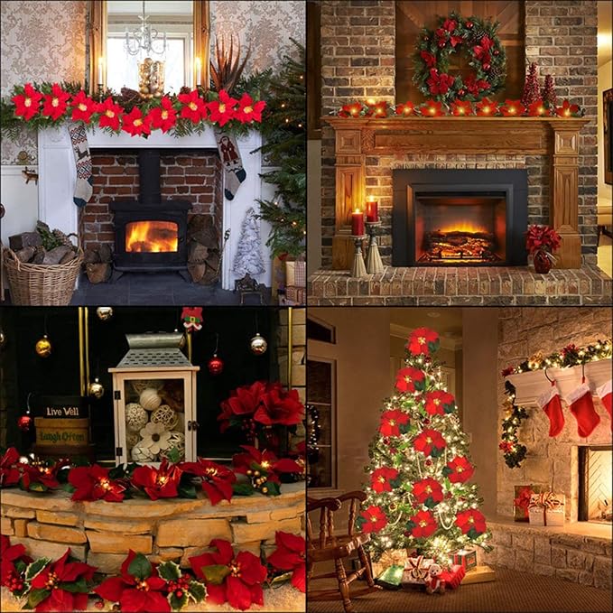 Christmas Garland with Red Berries for Home Decor, Christmas Trees, and Staircases With LED String Lights