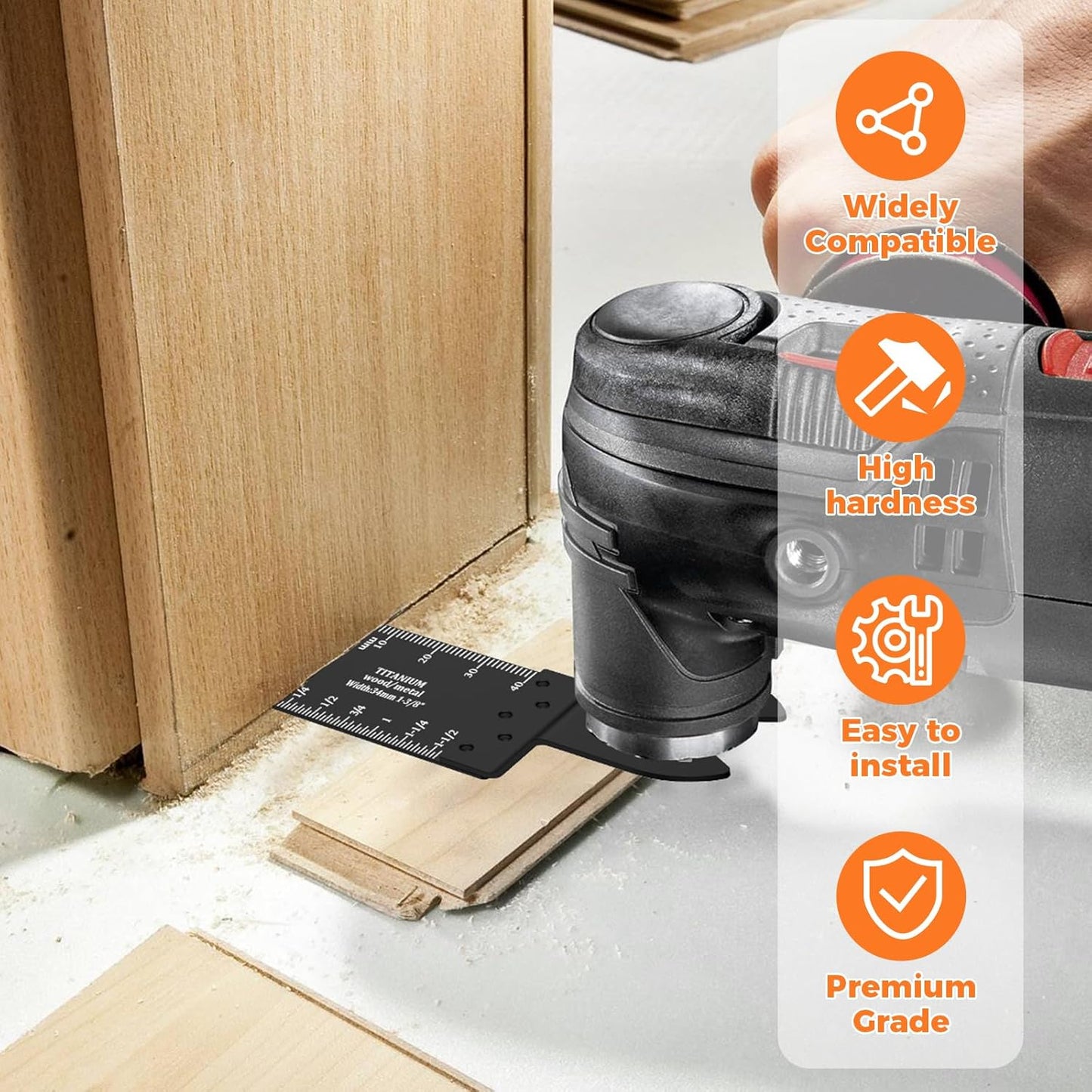 8Pcs Universal Oscillating Saw Blades, Clear Marking, High Hardness Titanium Multitool Blade Kit