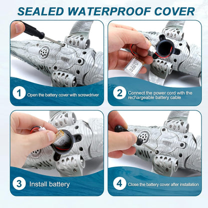 Dinosaur Toys, Upgrade Remote Control Water Toy RC Dino with Light and Spray Water