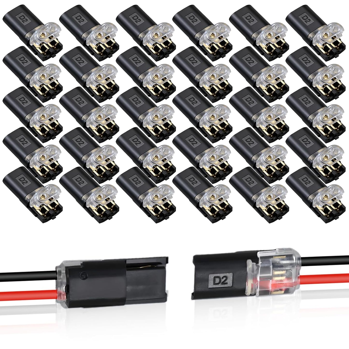 30PCS Double Wire Plug in Connector,Quick Disconnect Led Light Strip Connectors 2 Pin