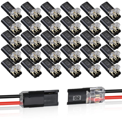 30PCS Double Wire Plug in Connector,Quick Disconnect Led Light Strip Connectors 2 Pin