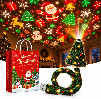 Plug and Play HD Christmas Projector, USB Powered Christmas Night Light with 6+ Holiday Patterns