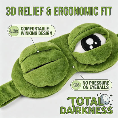 2PCS Cute Sad Frog Blindfold Eye Mask Plush Blindfold Travel Sleep Masks