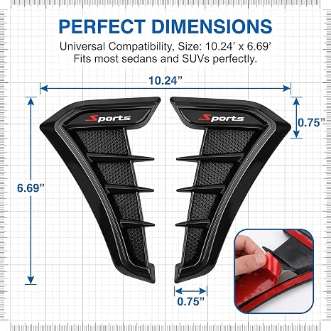 2PCS Car Fender Vents, Sporty Body Kit for Cars, TPU Scratch-Resistant Impact-Resistant