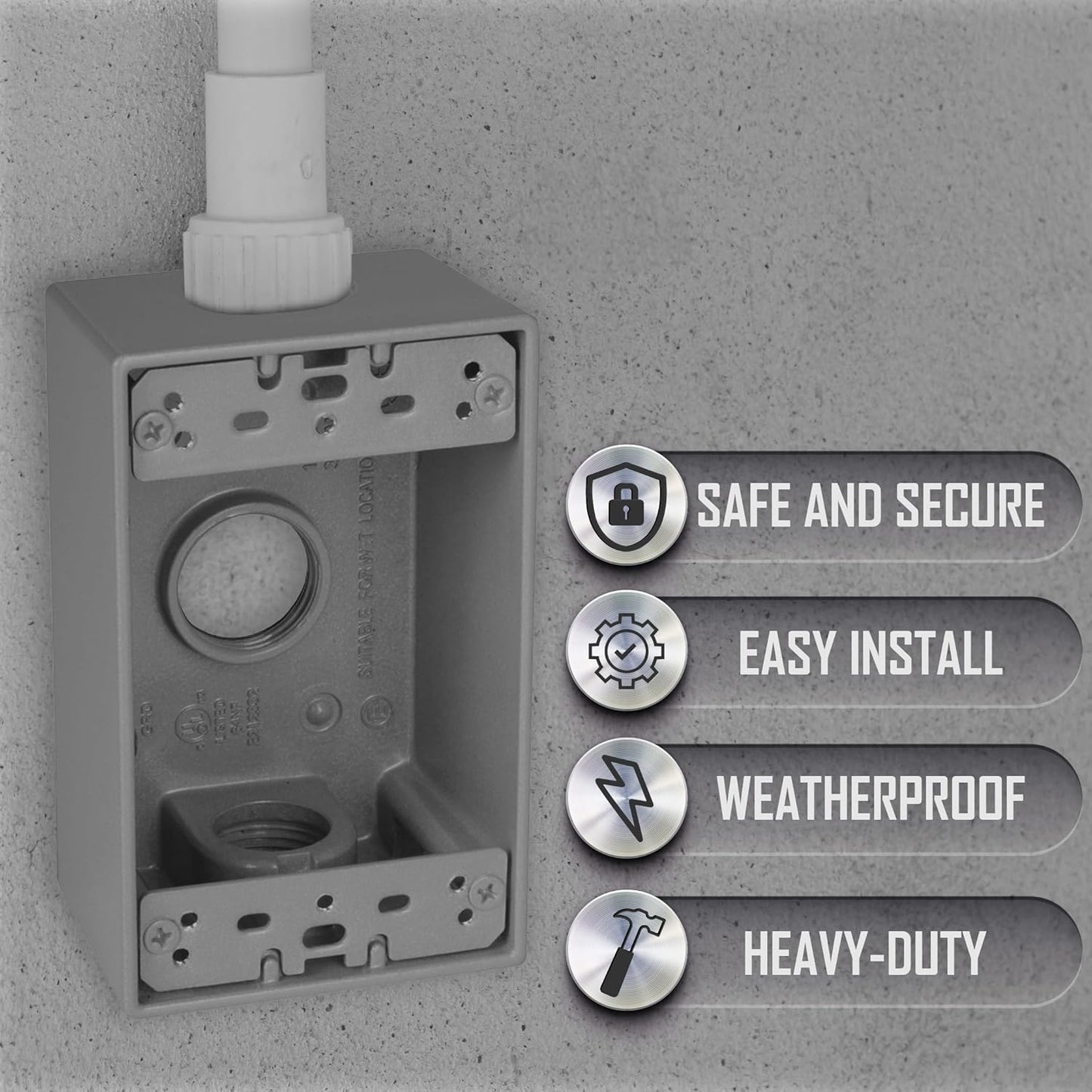 Weatherproof Outlet Box with Three 3/4-in Threaded Outlets with Instructions