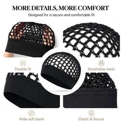 3-Piece Stretchy Wide-Edge Sleeping Cap Set