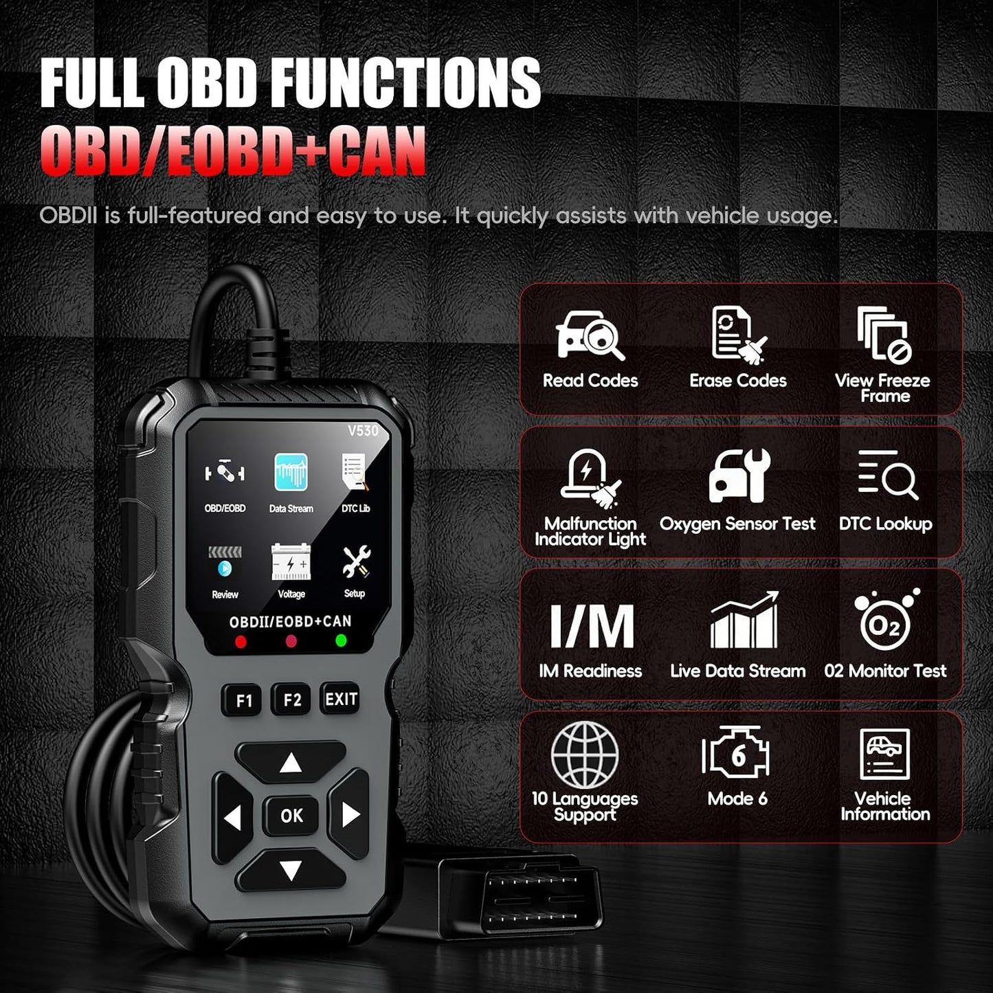 OBD2 Code Reader Enhanced OBD2 Scanner, Car Diagnostic Tool for EOBD Cars