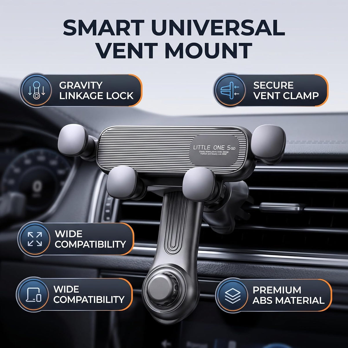 2Pcs Car Phone Holder ABS Car Vent Phone Mount Universal Gravity Link Air Vent Clip Design