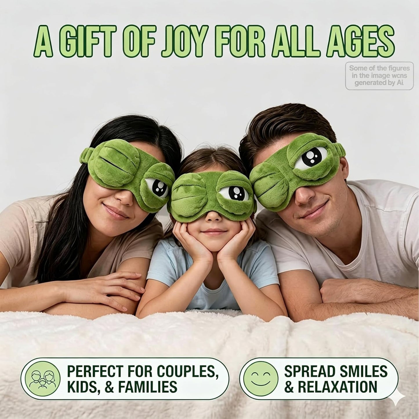 2PCS Cute Sad Frog Blindfold Eye Mask Plush Blindfold Travel Sleep Masks