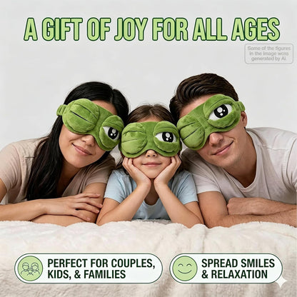 2PCS Cute Sad Frog Blindfold Eye Mask Plush Blindfold Travel Sleep Masks
