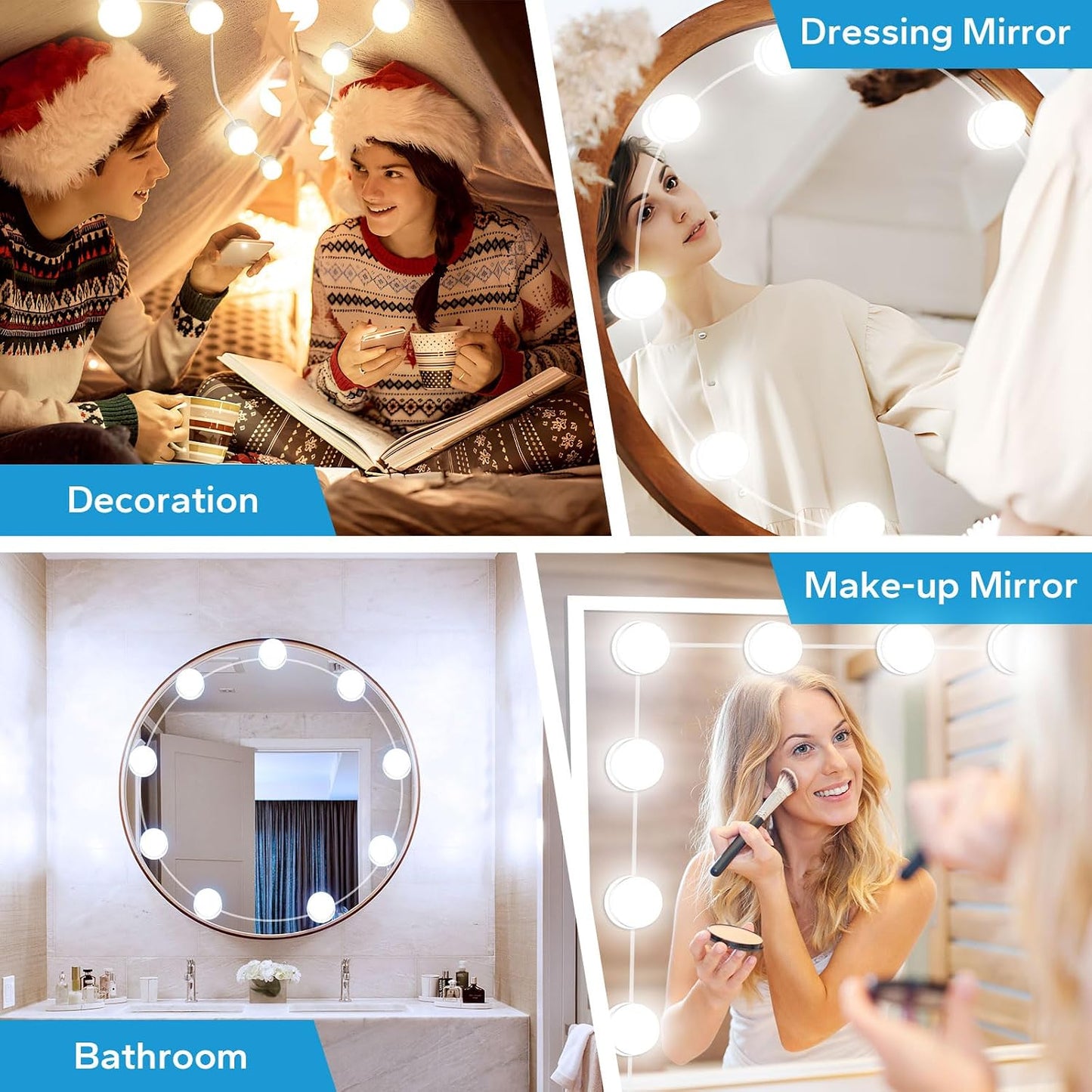 LED Vanity Lights For Mirror, Vanity Lights Stick on with 10 Dimmable Bulbs
