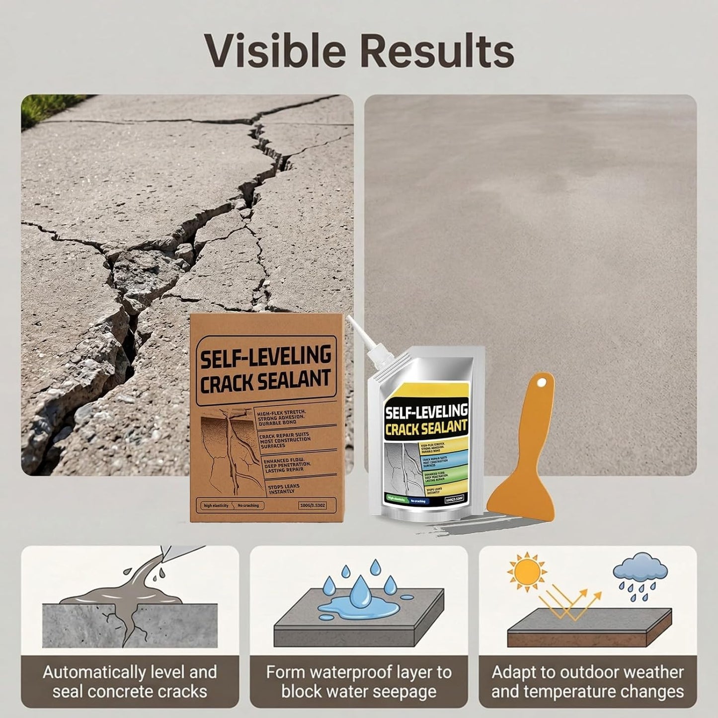 Concrete Crack Filler High-Elasticity Cement Repair Sealant Self-Leveling Waterproof Caulk