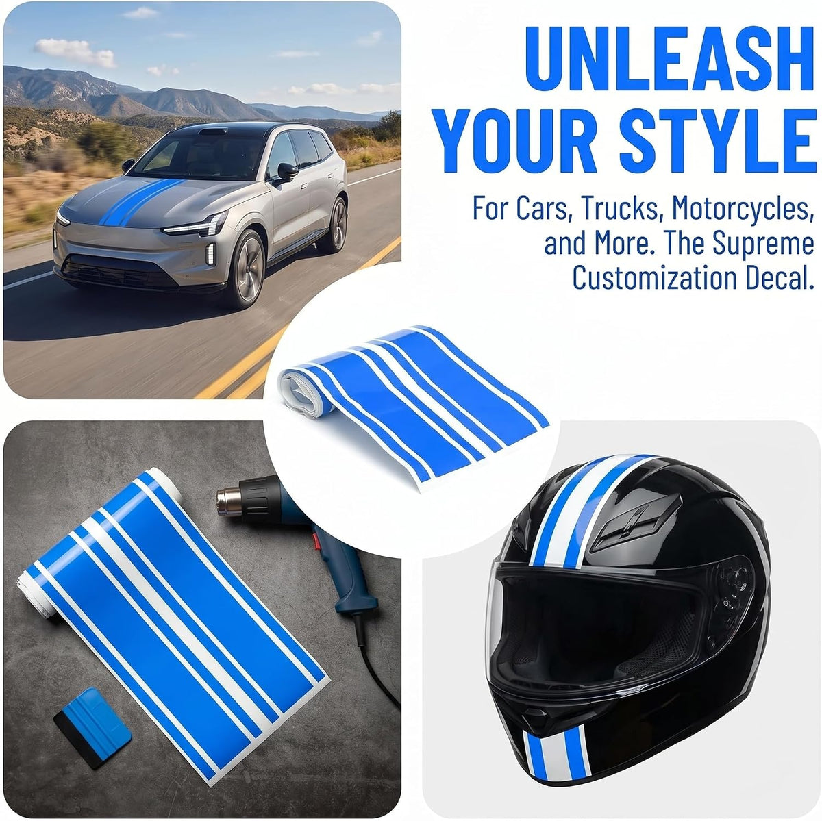 Universal PVC Racing Hood Stripe Vinyl Decals