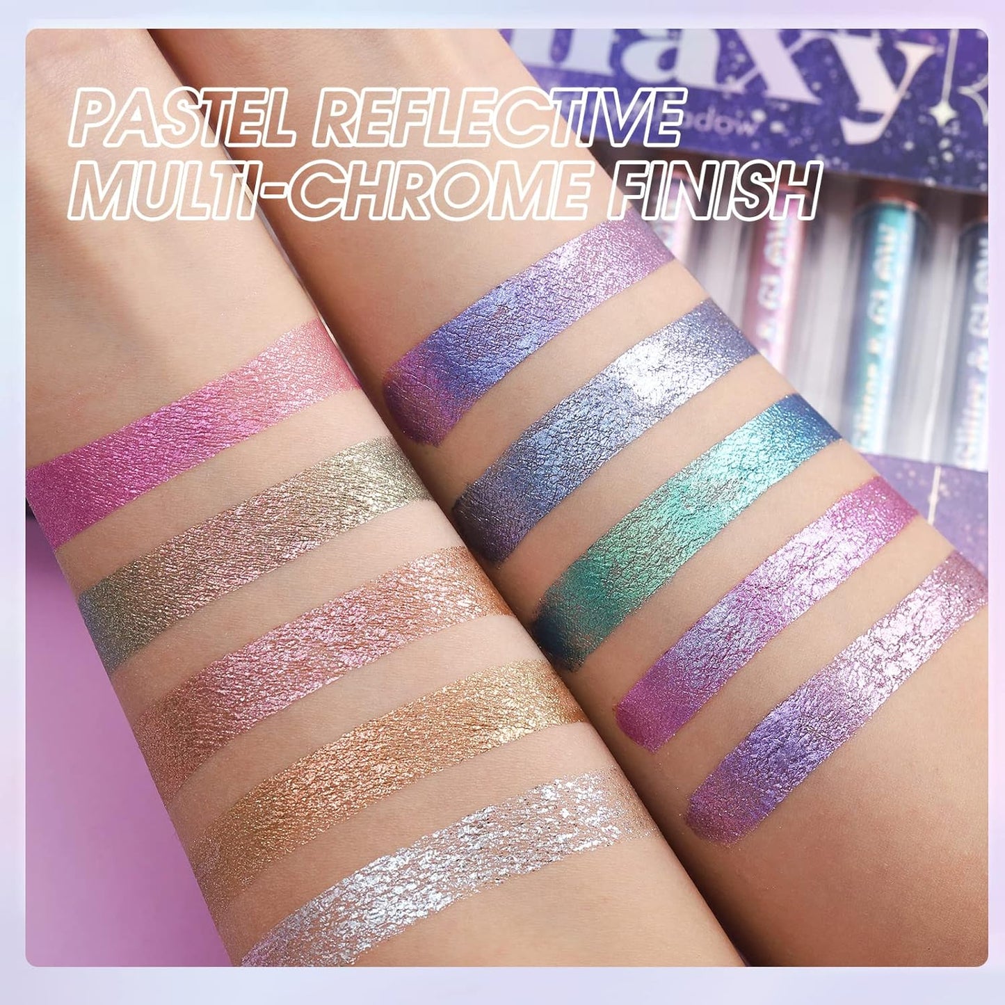 10 PCS Liquid Glitter Eyeshadow Set, Multichrome Glitter Shimmer Eye Looks