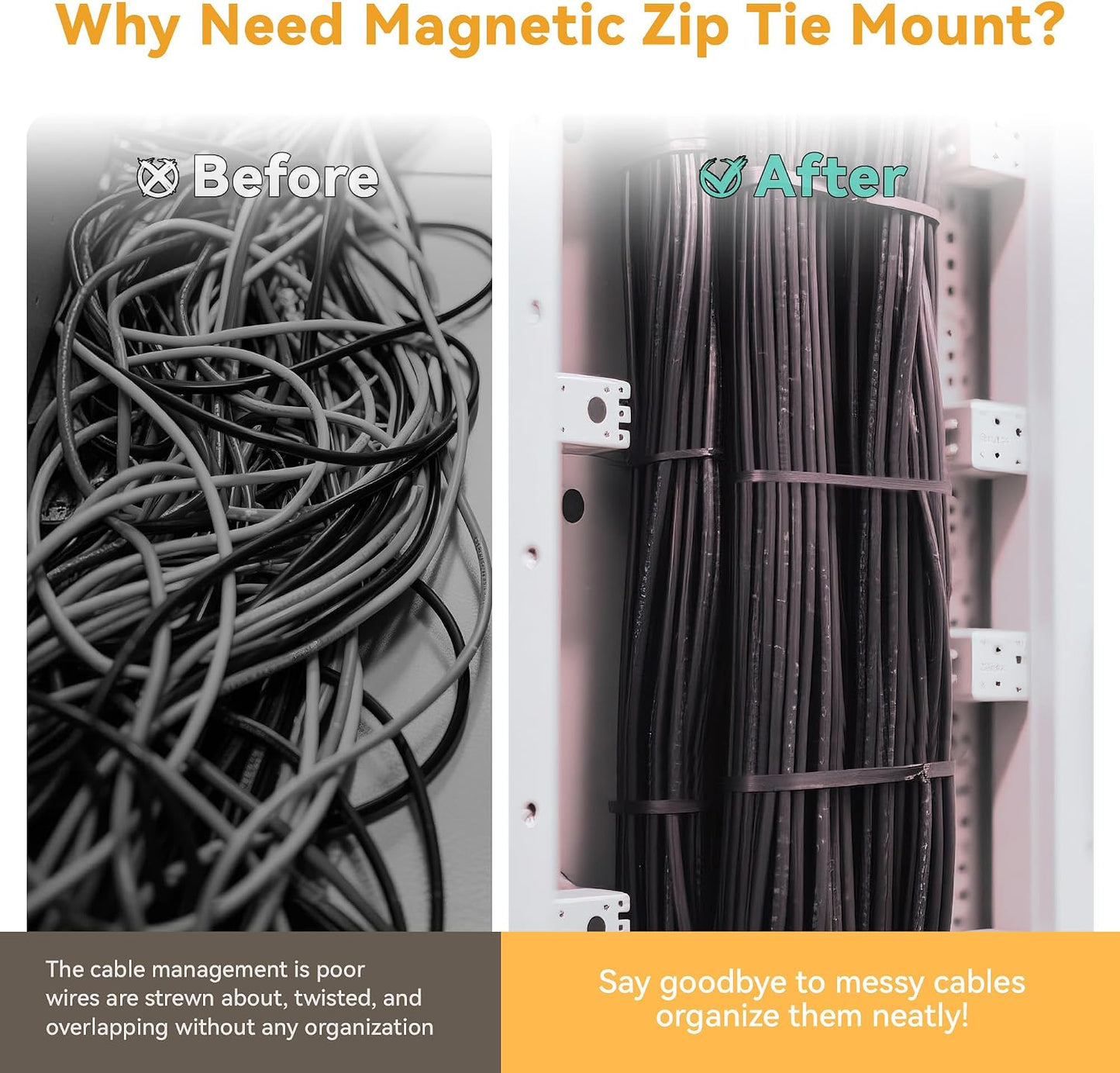 8Pcs Magnetic Zip Tie Mount Base Multipurpose Strong Magnetic Zip Tie Holder