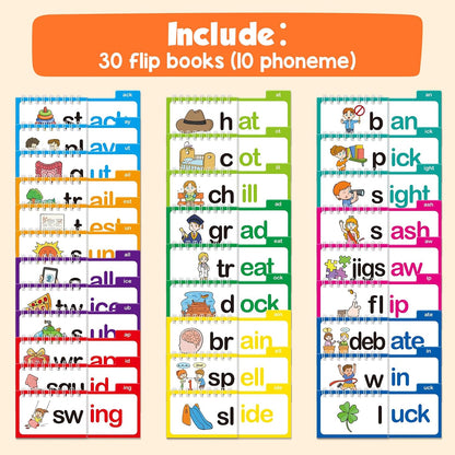 30 Pages Read and Rhyme Books, Phonics Flash Cards