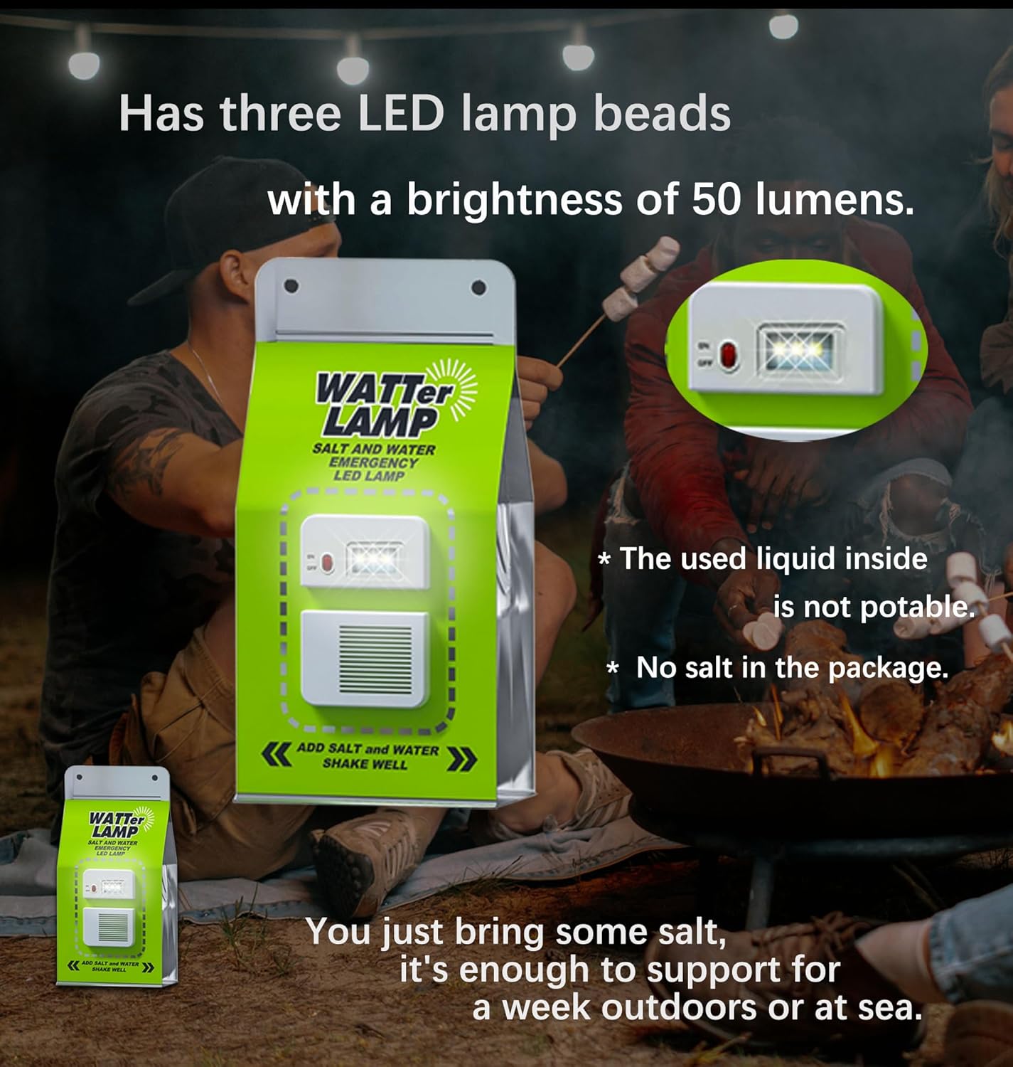 LED Beads Salt Water Lamp-140-Hour Emergency Light | Essential Survival Gear for Power Outages