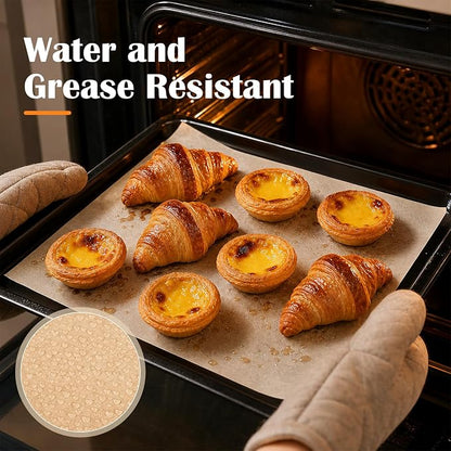 50Pcs Precut Rectangular Parchment Paper Sheets- Heavy-Duty Bakeware, Non-Stick Unbleached Brown