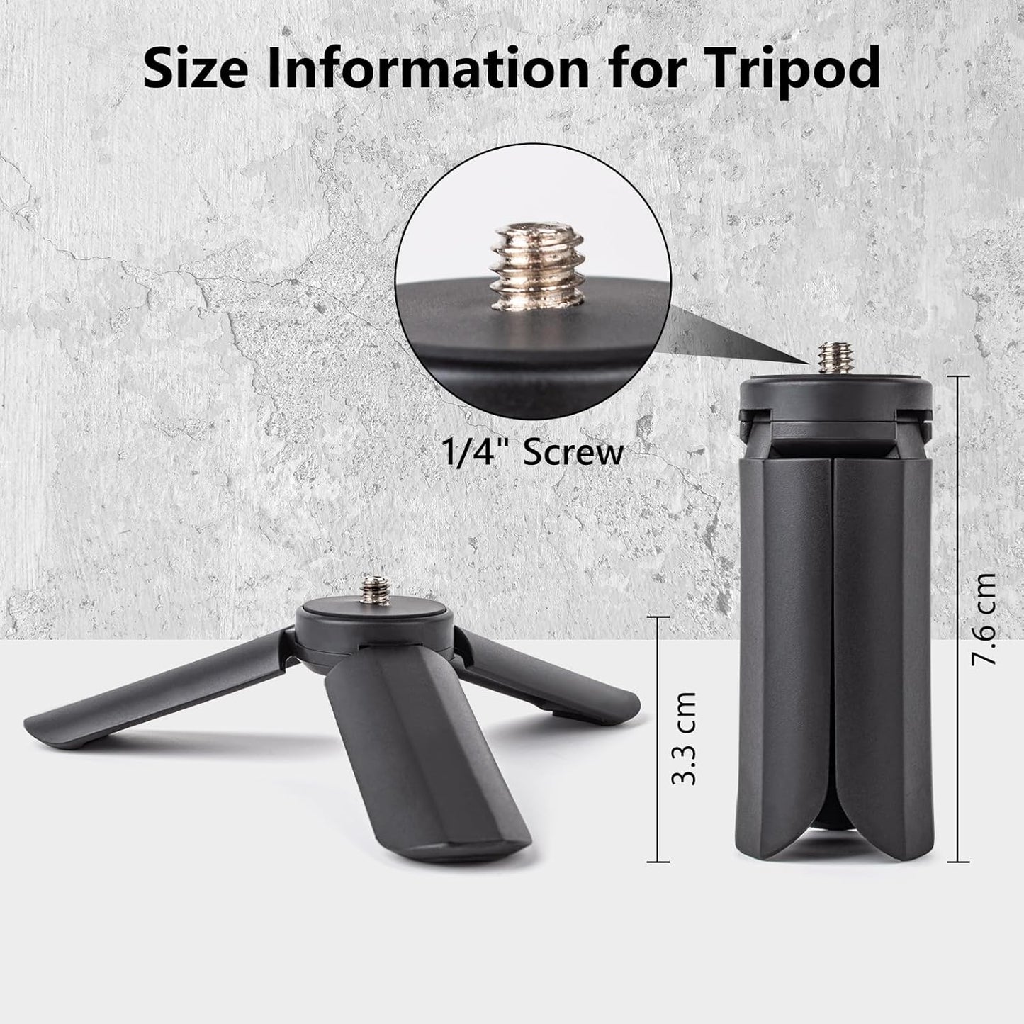Compact Mini Tabletop Tripod/Hand Grip with 1/4" Screw and Folding Feet