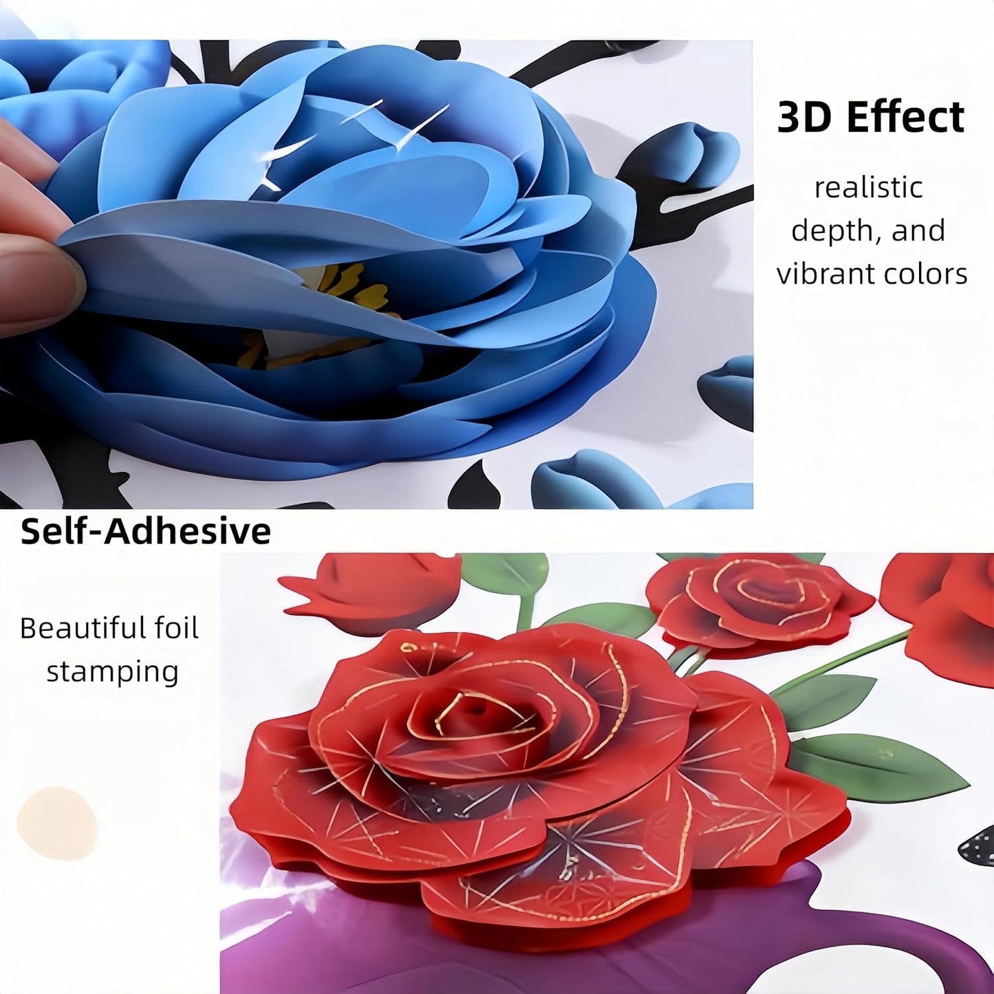 4PCS 3D Vase Stereo Flower Wall Stickers - DIY Purple Superposition Floral Decal - Removable Waterproof Art